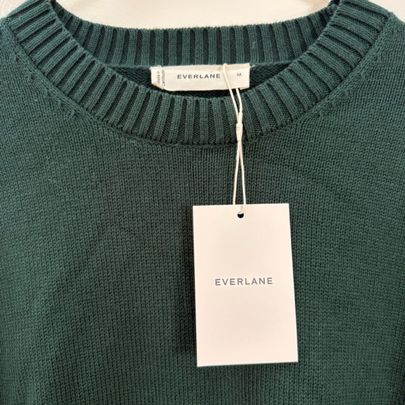 ✨ NWT Everlane The Cotton Honeycomb Square Crew Sweater in Green ✨ - Picture 3 of 6